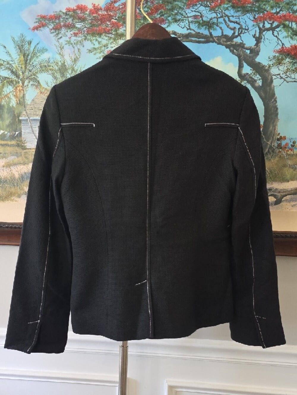 Philippe Adec Black Blazer with White Contrast Stitching - Picture 4 of 7